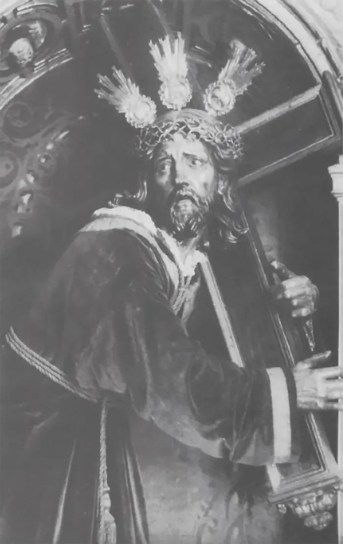 Consuelo Sanlúcar 1926 Nuestro Padre Jesús del Consuelo, en su altar, un año antes de fundarse la cofradía. Foto extraída del libro Consuelo de Sanlúcar (Cantos Lobato, 2003).