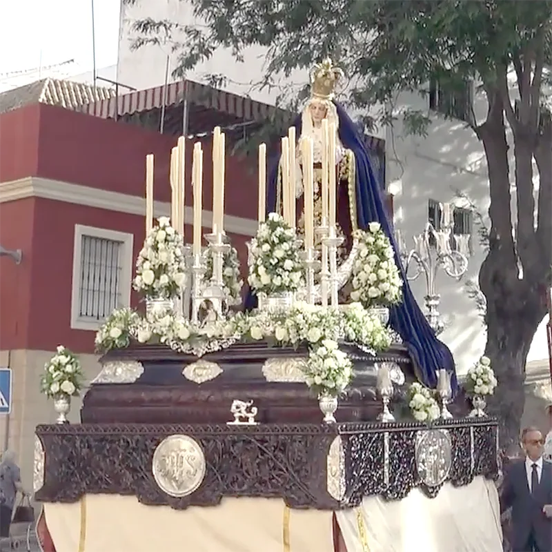 La Virgen de la Salud —titular de la Sed— en el antiguo paso del Consuelo (2022).