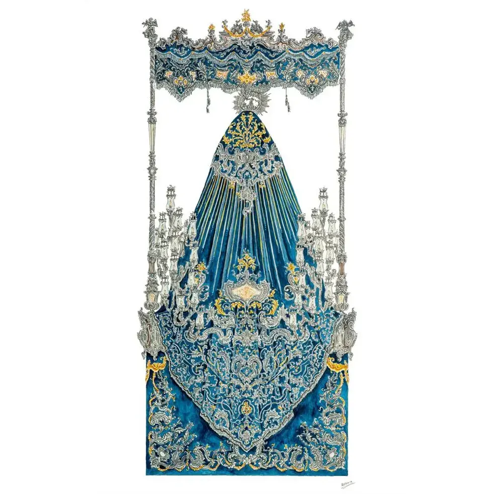 Proyecto global de palio para la Virgen del Mayor Dolor de Sanlúcar. Vista trasera. Alesco diseños.