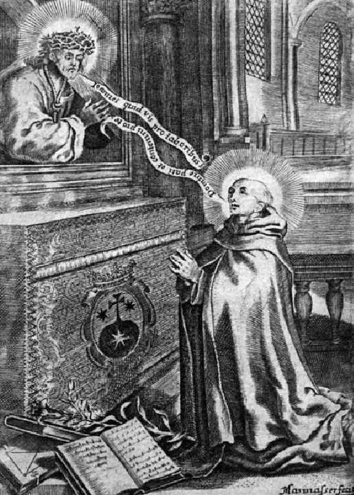 Visión de Jesús Nazareno por san Juan de la Cruz. Grabado de Daniel Manasser en Synopsis admirabilis vitae B. P. Joannis a Cruce (1675).
